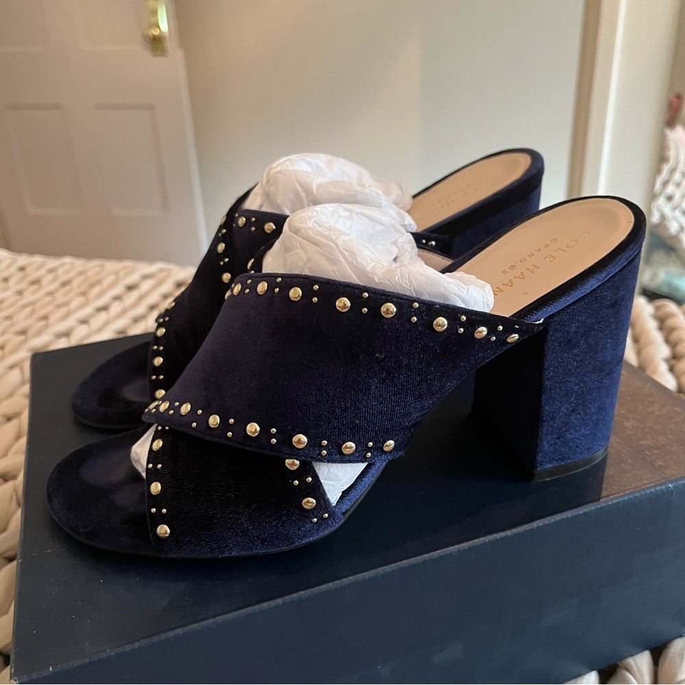 Cole Haan Gabby Stud Sandal in Blue Velvet